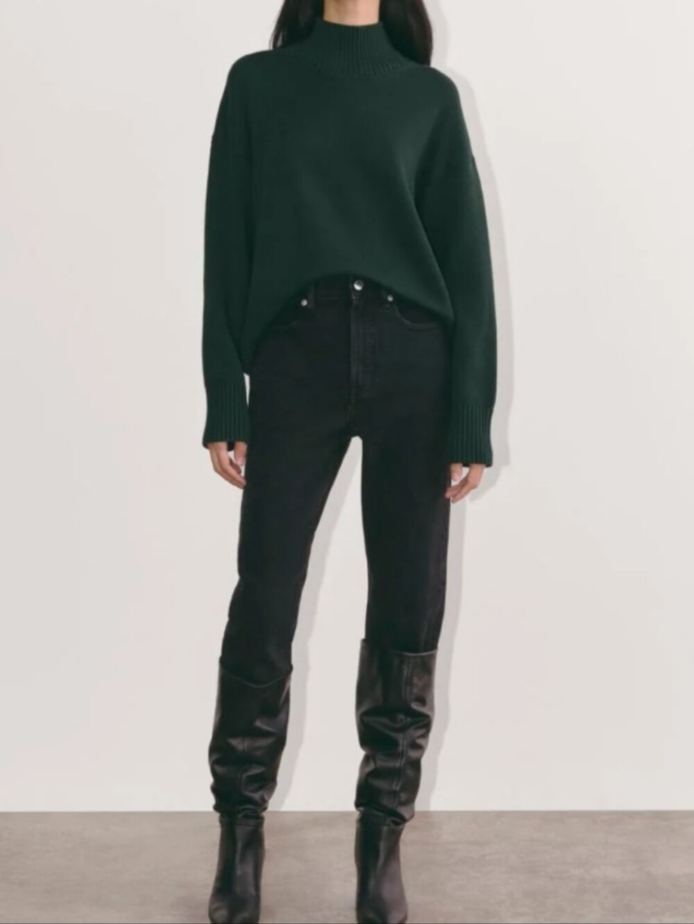 EVERLANE the boxy turtleneck everyday cotton scarab S M